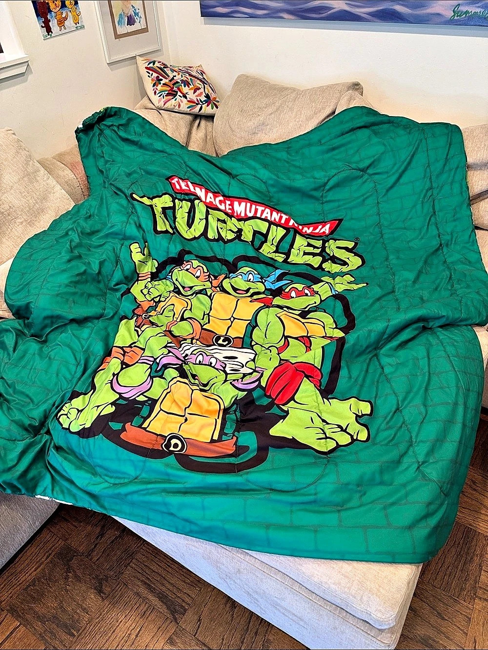 Nickelodeon Teenage Mutant Ninja Turtles Green Standard Comforter Like New